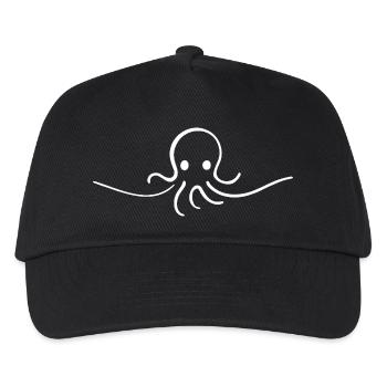 Oktopus One Line niedliches Meeresmotiv - Kinder Basecap - Schwarz - Vorne