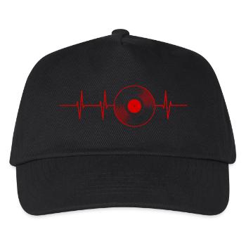 herzfrequenz schallplatte lp rot - Kinder Basecap - Schwarz - Vorne