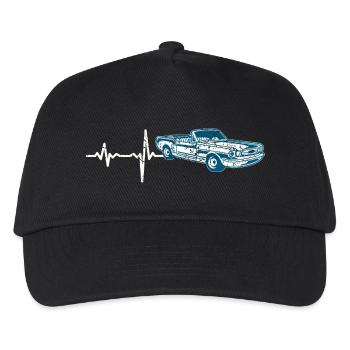 Geschenk Heartbeat Sportwagen Oldtimer - Kinder Basecap - Schwarz - Vorne