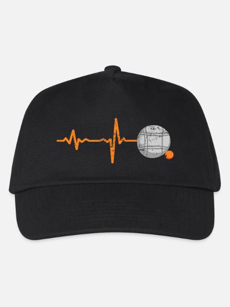 Geschenk Heartbeat Boule Petanque - Kinder Basecap - Schwarz