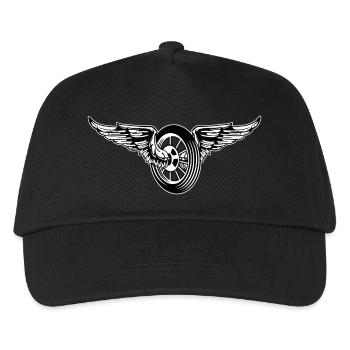 Motorcycle / Moped Wheel / Angel Wheel 01_black white - Kids’ Baseball Cap - black - Front
