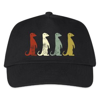 Erdmännchen Retro Style Geschenk - Kinder Basecap - Schwarz - Vorne