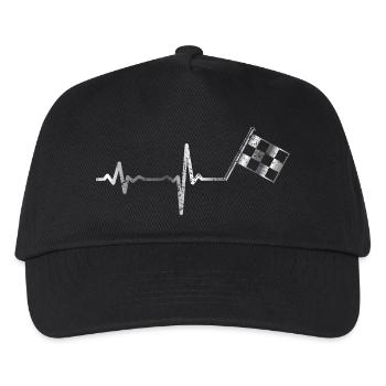 Heartbeat Motorsport Flagge Automobil - Geschenk - Kinder Basecap - Schwarz - Vorne