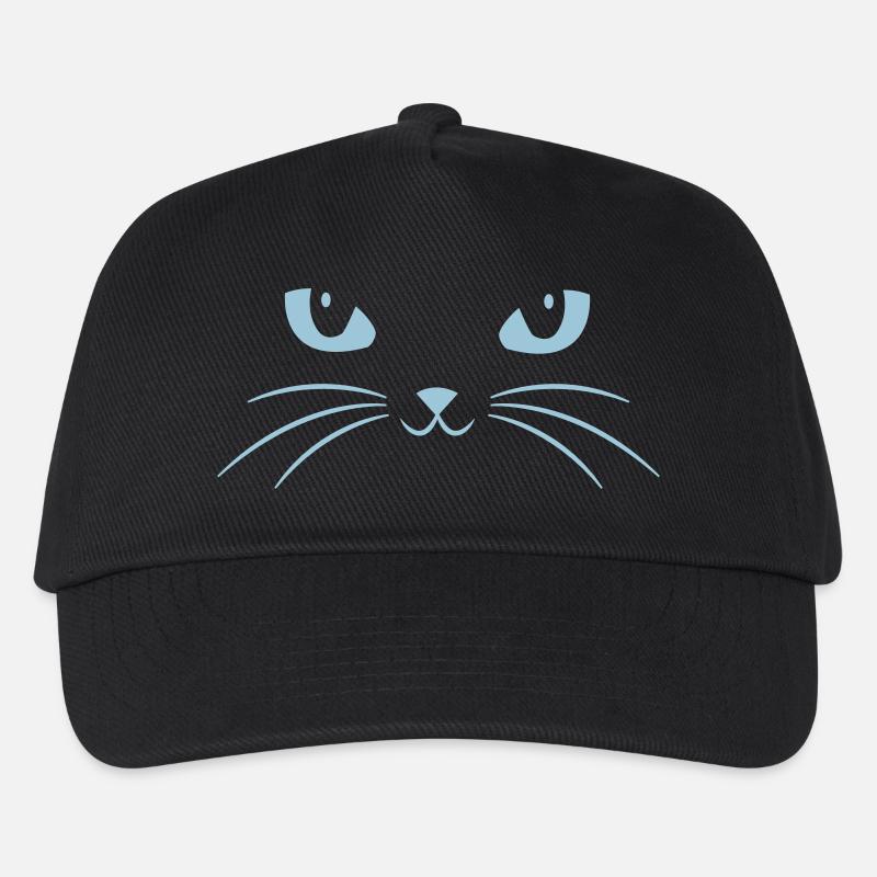 Katzen Gesicht mit großen Augen - Kinder Basecap - Schwarz