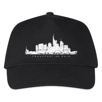 Frankfurter Skyline (Vintage/Weiß) Frankfurt Main - Kinder Basecap - Schwarz - Vorne