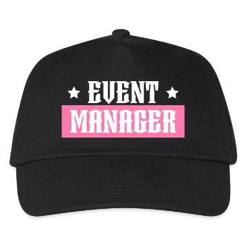 Event Manager rosa tshirt schwarz - Kinder Basecap - Schwarz - Vorne