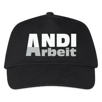 Andi Arbeit - An die Arbeit, Andreas, Andi, Andrea - Kinder Basecap - Schwarz - Vorne