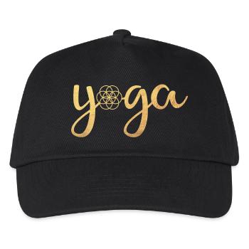 Yoga Yogi Handschrift Flower of Life Energie om - Kinder Basecap - Schwarz - Vorne