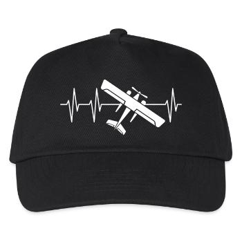 Airplane Pulse Heartbeat Flying Flying Logo - Kids’ Baseball Cap - black - Front