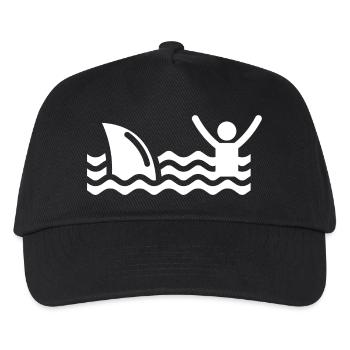 T-Shirt Hai Schwimmen Rettung Spaß Surfen Strand - Kinder Basecap - Schwarz - Vorne