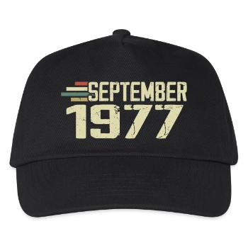 September 1977 Vintage Geschenkidee September 1977 - Kinder Basecap - Schwarz - Vorne