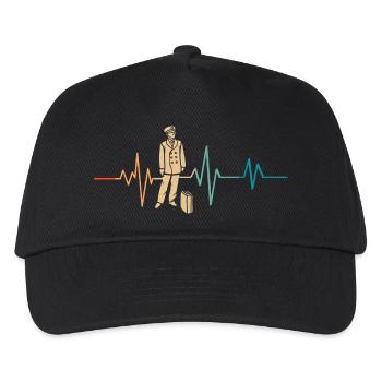 Heartbeat Retro Train Driver - Kids’ Baseball Cap - black - Front