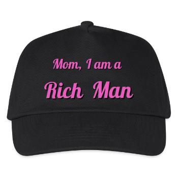 Mom, I Am a Rich Man – Feministisches Statement - Kinder Basecap - Schwarz - Vorne
