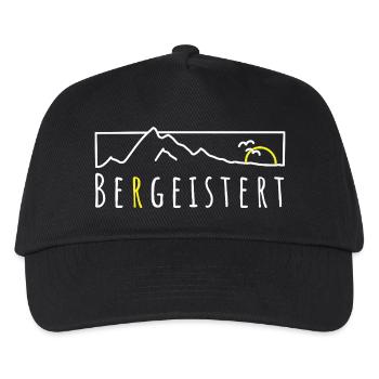 Bergeistert Berge Begeisterung Sonne Wandern Trail - Kinder Basecap - Schwarz - Vorne