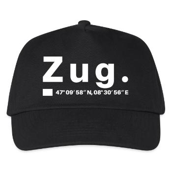Zug Koordinaten Schweiz Zuger Zugerin - Kinder Basecap - Schwarz - Vorne