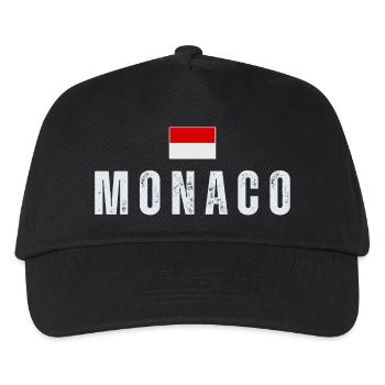 Monaco-Flagge, monegassischer Stolz - Kinder Basecap - Schwarz - Vorne
