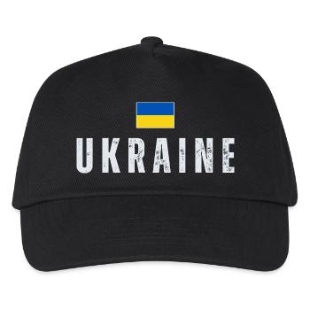 Ukrainische Flagge, Ukrainischer Stolz - Kinder Basecap - Schwarz - Vorne
