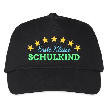 1. Klasse Schulkind Einschulung Schulbeginn - Kinder Basecap - Schwarz - Vorne