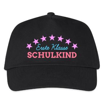 1. Klasse Schulkind Einschulung Schulbeginn - Kinder Basecap - Schwarz - Vorne