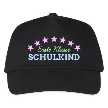 1. Klasse Schulkind Einschulung Schulbeginn - Kinder Basecap - Schwarz - Vorne