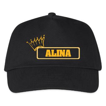 Name Alina - Kinder Basecap - Schwarz - Vorne