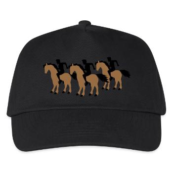 2 Pferde Reiter Team Sport Männer Jungs Freunde - Kinder Basecap - Schwarz - Vorne