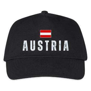Flagge Österreichs, österreichischer Patriot - Kinder Basecap - Schwarz - Vorne