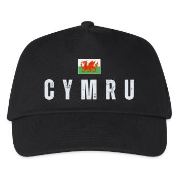 Flagge von Wales, walisischer Patriot - Kinder Basecap - Schwarz - Vorne