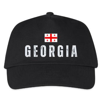 Georgische Flagge, georgischer Patriot - Kinder Basecap - Schwarz - Vorne