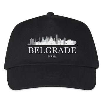 Belgrader Skyline, Belgrad, Serbien - Kinder Basecap - Schwarz - Vorne