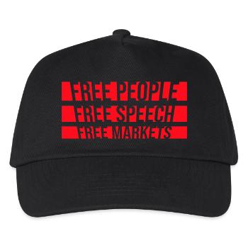 Free Speech Markets People Libertär Freiheit Logo - Kinder Basecap - Schwarz - Vorne