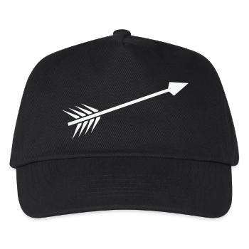 White arrow with feather - Kids’ Baseball Cap - black - Front