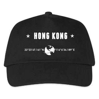Hongkonger Koordinaten-Weiße Typografie - Kinder Basecap - Schwarz - Vorne