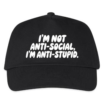 Ich bin nicht asozial, ich bin anti-dumm - Kinder Basecap - Schwarz - Vorne