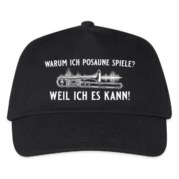 Posaune spielen? Weil ich es kann! – Posaunist - Kinder Basecap - Schwarz - Vorne