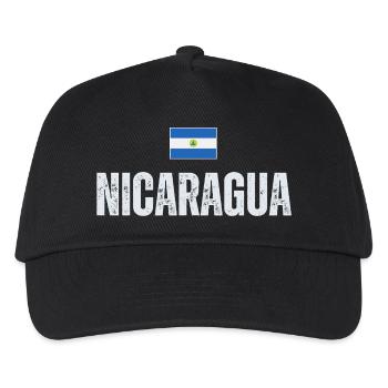 Nicaraguanische Flagge, nicaraguanischer Patriot - Kinder Basecap - Schwarz - Vorne