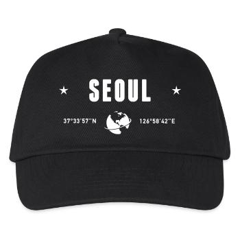 Seoul, Südkorea Koordinaten Planet Erde - Kinder Basecap - Schwarz - Vorne