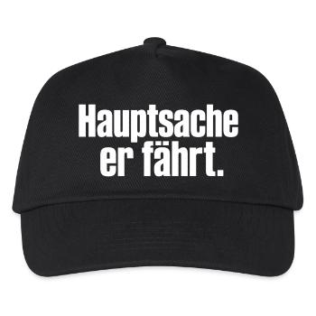 Hauptsache er fährt Spruch Auto Tuning Humor - Kinder Basecap - Schwarz - Vorne