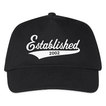 Established 2002 (year of birth, birthday / White) - Kids’ Baseball Cap - black - Front