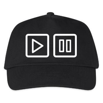 play_stop_weiss - Kinder Basecap - Schwarz - Vorne