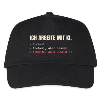 Ich arbeite mit KI – Nochmal, aber besser! - Kinder Basecap - Schwarz - Vorne