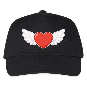 Geflügeltes Herz Kawaii-Druck - Kinder Basecap - Schwarz - Vorne