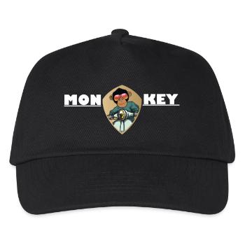 Monkey Affe mit Sonnenbrille auf Motorroller - Kinder Basecap - Schwarz - Vorne