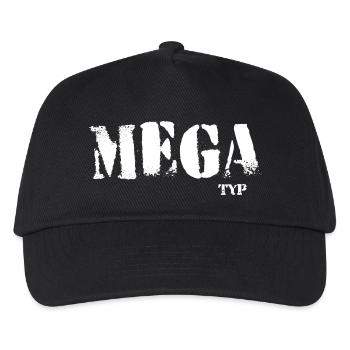 Mega Typ Grunge Schriftzug ego - Kinder Basecap - Schwarz - Vorne