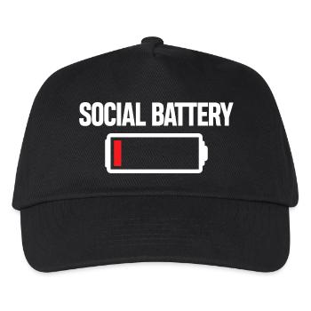 Soziales Batterie Icon T-Shirt - Kinder Basecap - Schwarz - Vorne
