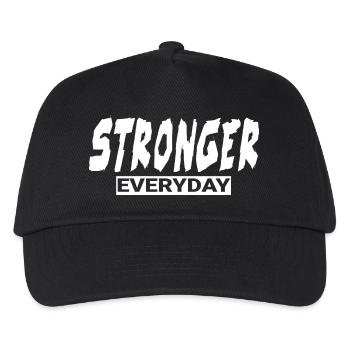 Stronger Everyday Funny Gym Gift - Kids’ Baseball Cap - black - Front