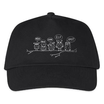 moin eulen lustig tiere wortspiel morgen hamburg - Kinder Basecap - Schwarz - Vorne