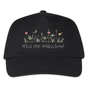 wiesenblume wild und ungezähmt wildblume frühling - Kinder Basecap - Schwarz - Vorne
