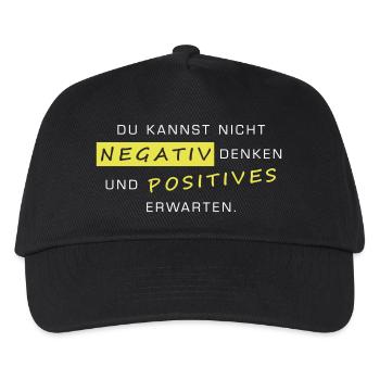 Negativ denken und positives Erwarten geht nicht - Kinder Basecap - Schwarz - Vorne