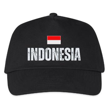 Indonesische Flagge, indonesischer Patriot - Kinder Basecap - Schwarz - Vorne